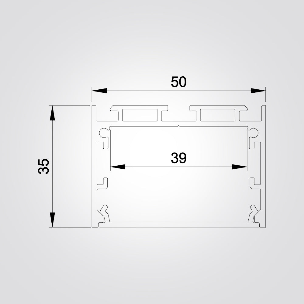 פרופיל תאורה אלומיניום חיצוני 50X35MM