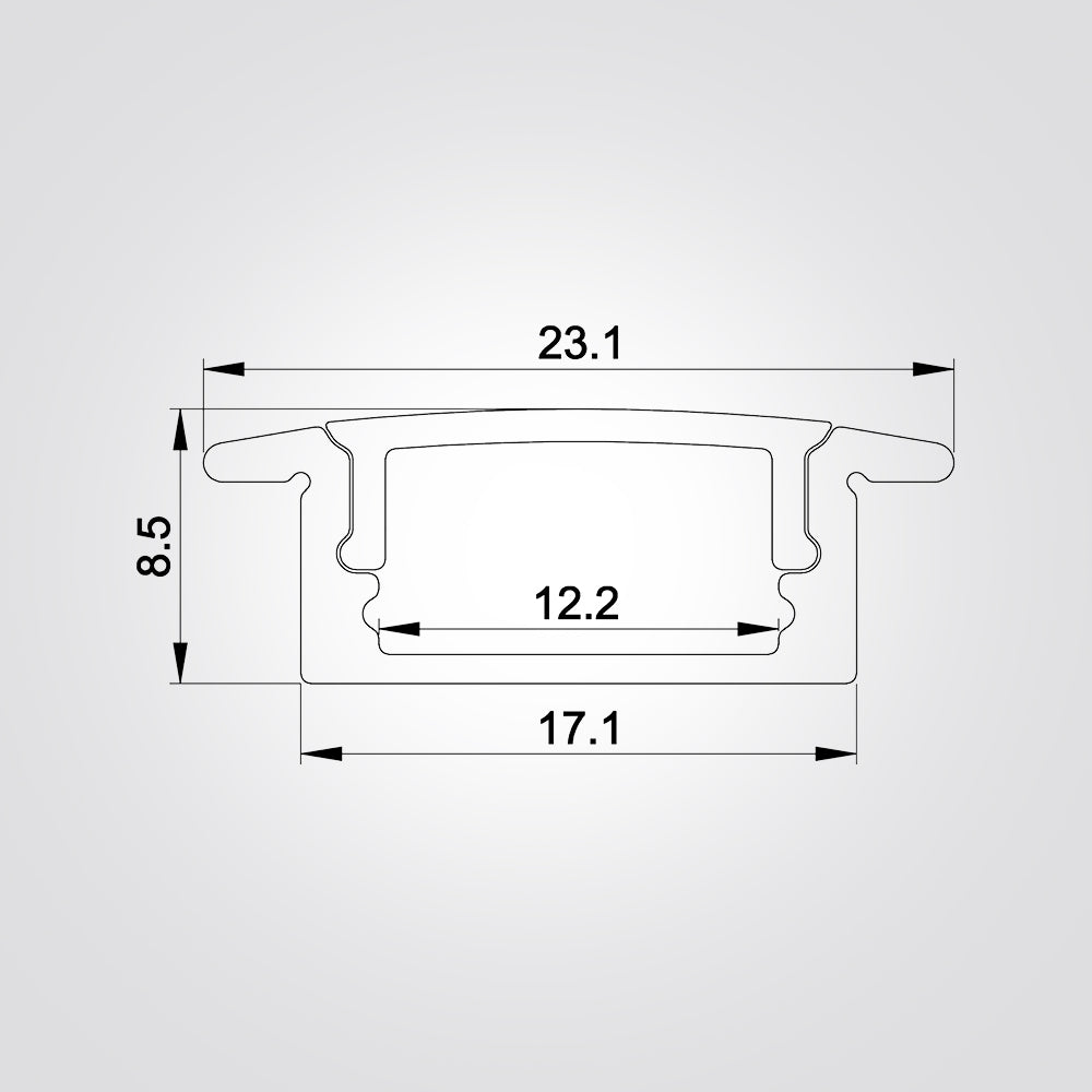 פרופיל תאורה אלומיניום שקוע 23.2X8MM