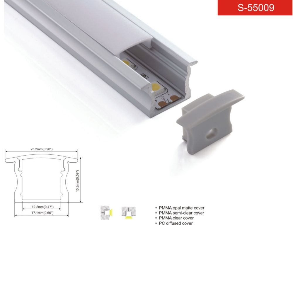 פרופיל תאורה אלומיניום שקוע 23.2X15.3MM