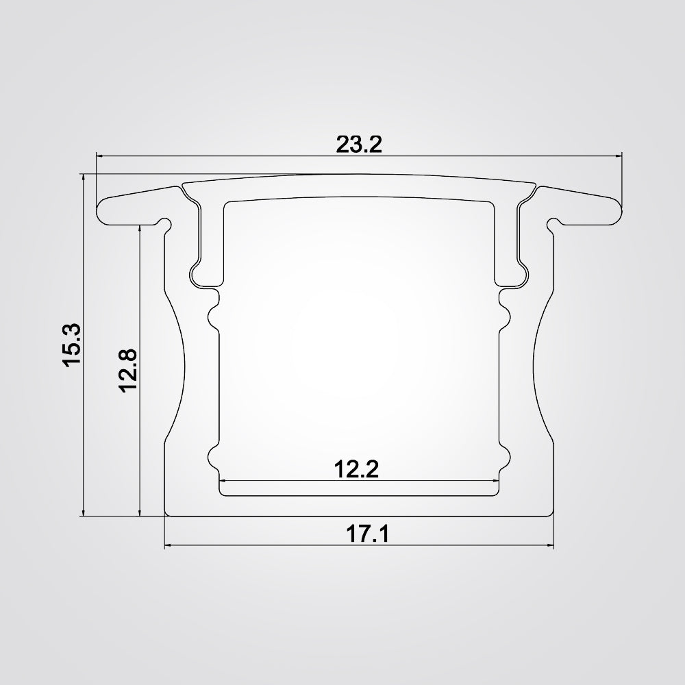 פרופיל תאורה אלומיניום שקוע 23.2X15.3MM
