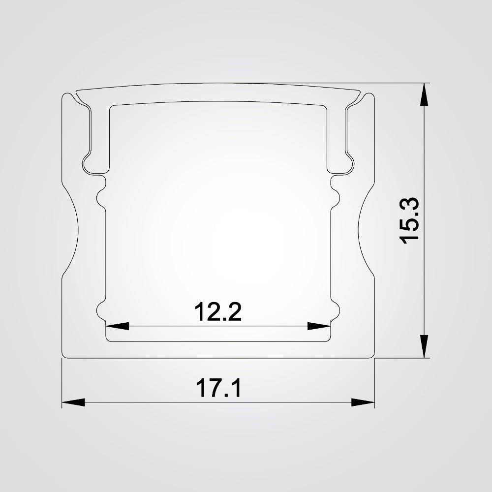 פרופיל תאורה אלומיניום חיצוני 17.1X15.3MM