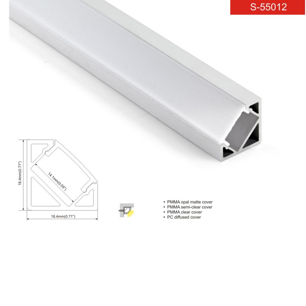 פרופיל תאורה אלומיניום פינתי18.4X18.4MM