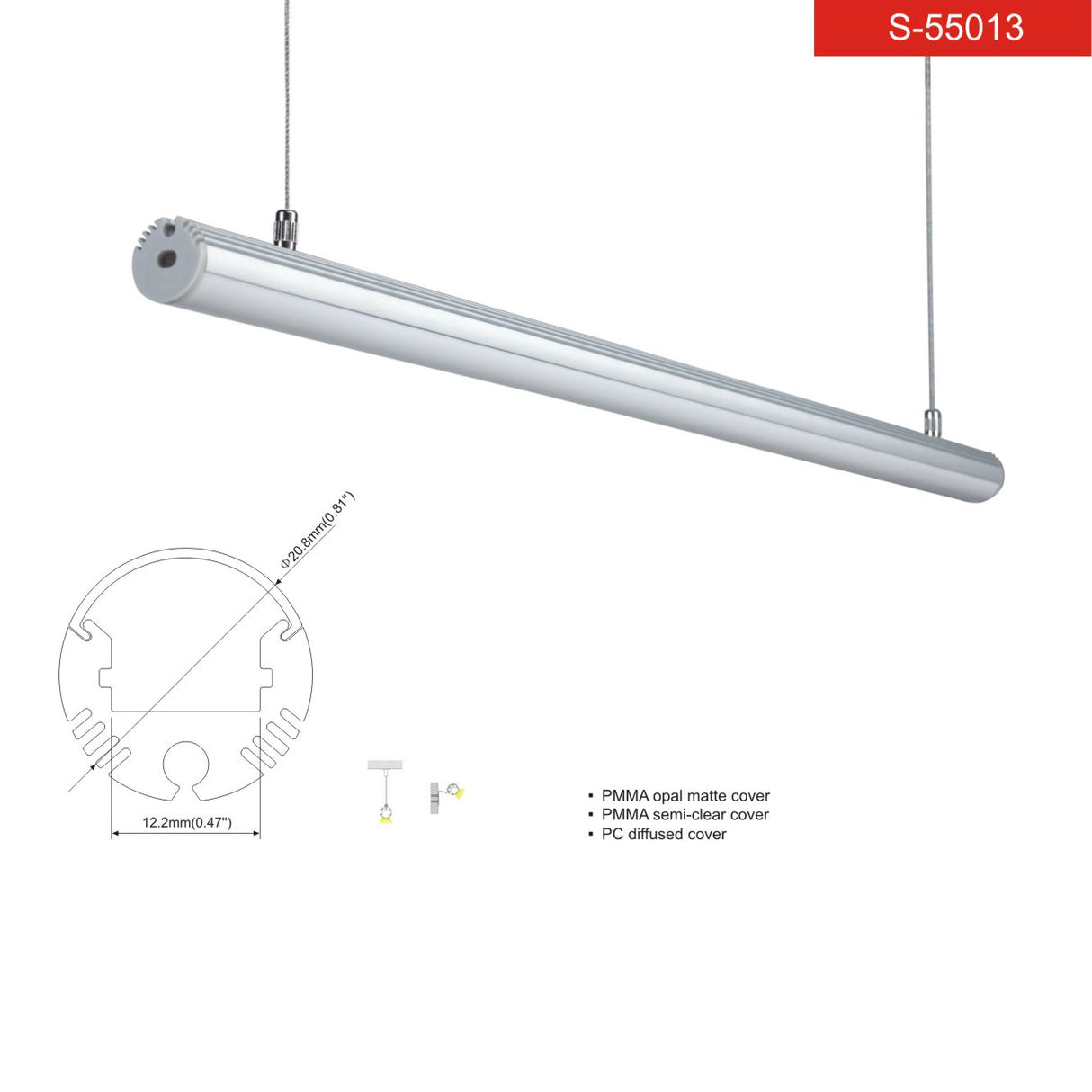 פרופיל תאורה אלומיניום עגול תלייה