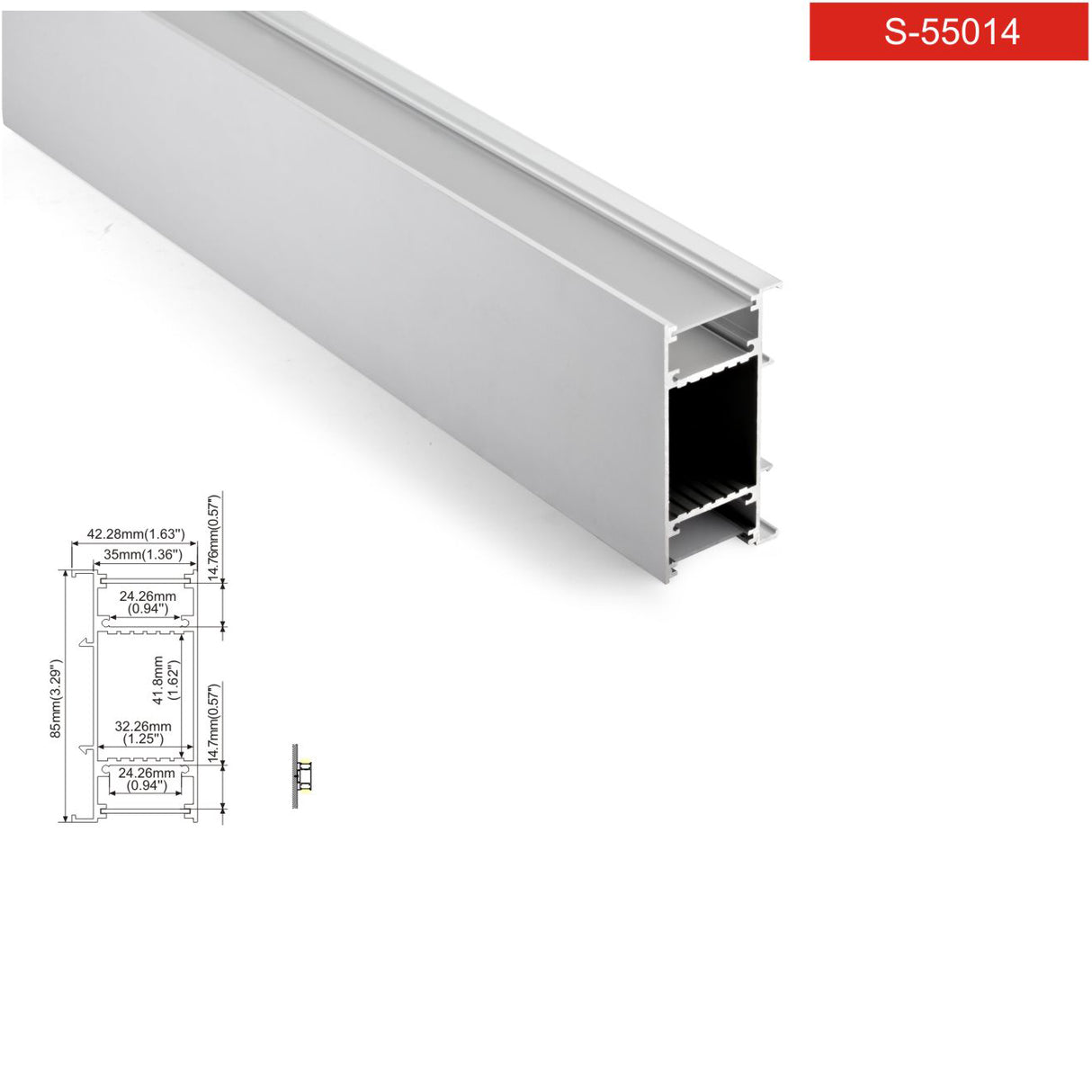 פרופיל תאורה אלומיניום אפ-דאון