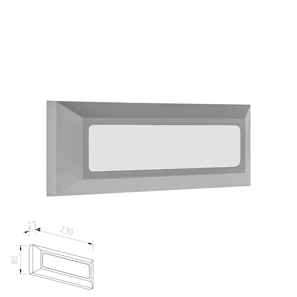 מנורת קיר חומה מלבני 3.8W| CCT| IP65| שחור| לבן| אפור