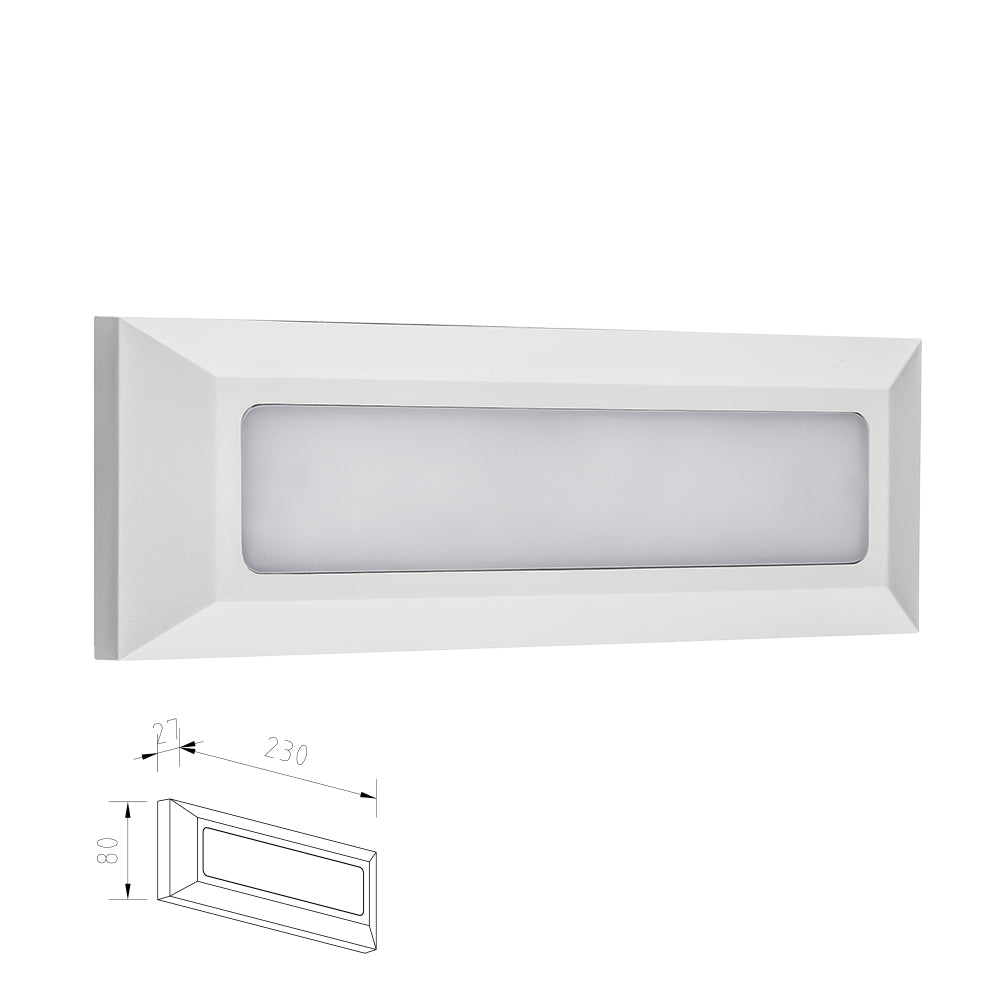 מנורת קיר חומה מלבני 3.8W| CCT| IP65| שחור| לבן| אפור