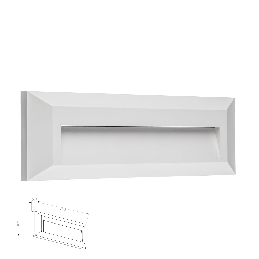 מנורת קיר חומה מלבני רפפה 2W| CCT| IP65| שחור| לבן| אפור