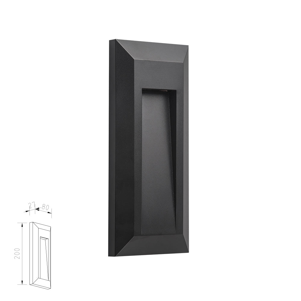 מנורת קיר חומה מלבני רפפה 1W| CCT| IP65| שחור| לבן| אפור