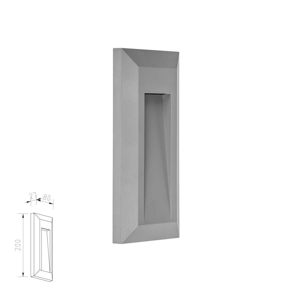 מנורת קיר חומה מלבני רפפה 1W| CCT| IP65| שחור| לבן| אפור