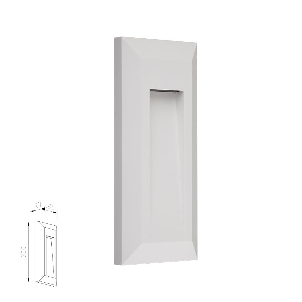 מנורת קיר חומה מלבני רפפה 1W| CCT| IP65| שחור| לבן| אפור