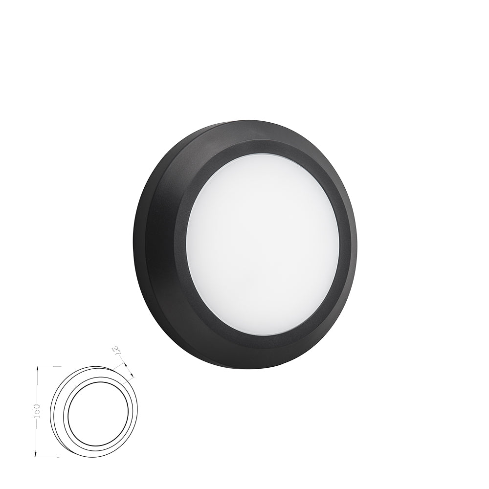 מנורת קיר חומה עגול 3W| CCT| IP65| שחור| לבן| אפור