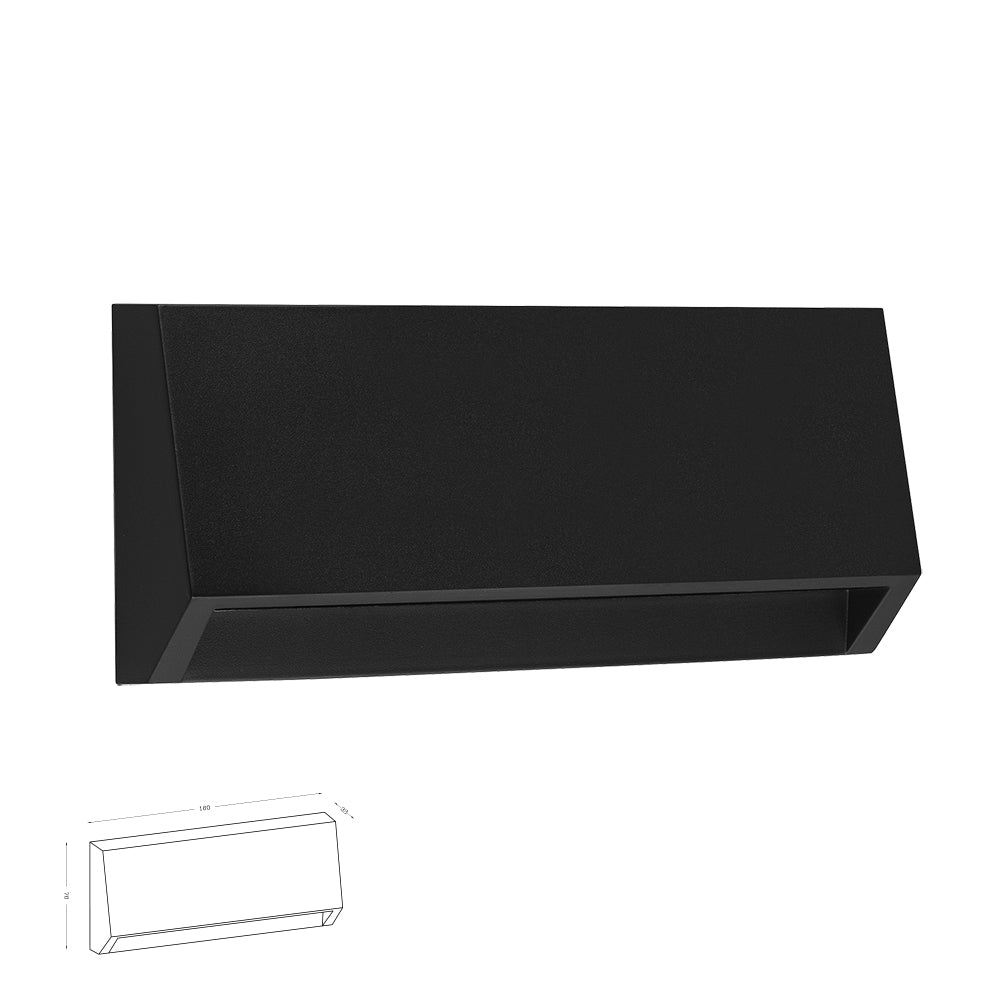 מנורת קיר חומה מלבני סשה 3.5W| CCT| IP65| שחור| לבן| אפור