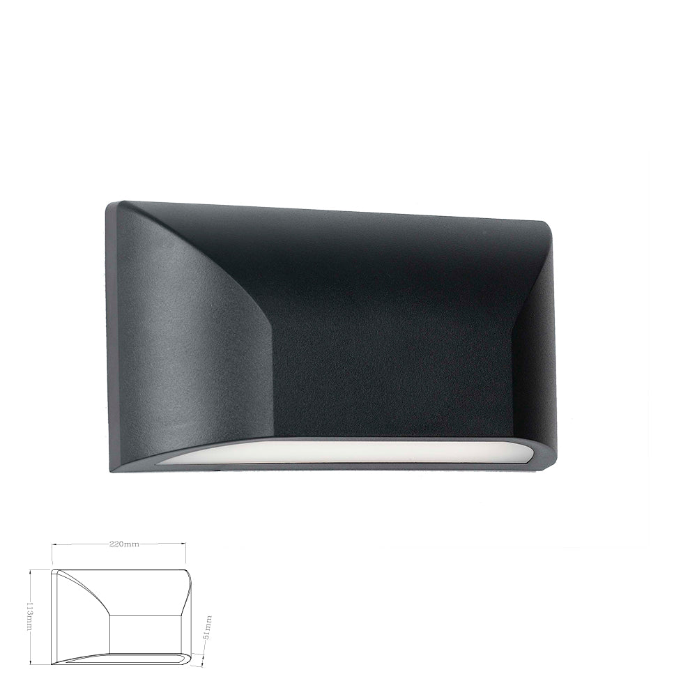 מנורת קיר חומה מלבני עופרי 6W| CCT| IP65| שחור| לבן| אפור