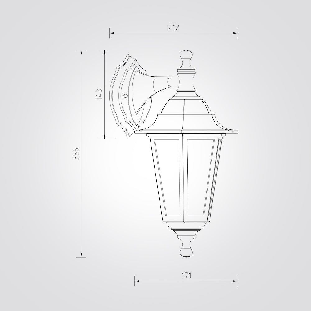 מנורת קיר גינה חוץ עידו כלפי מטה| שחור| לבן