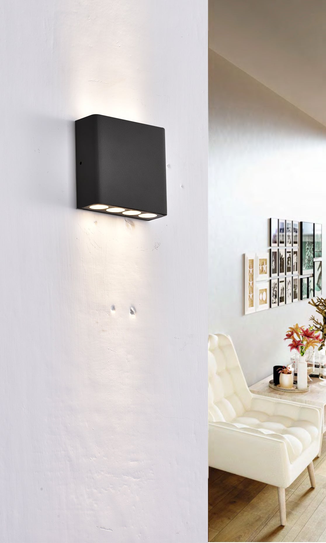 מנורת קיר גינה חוץ אפ-דאון לד סלמי| שחור