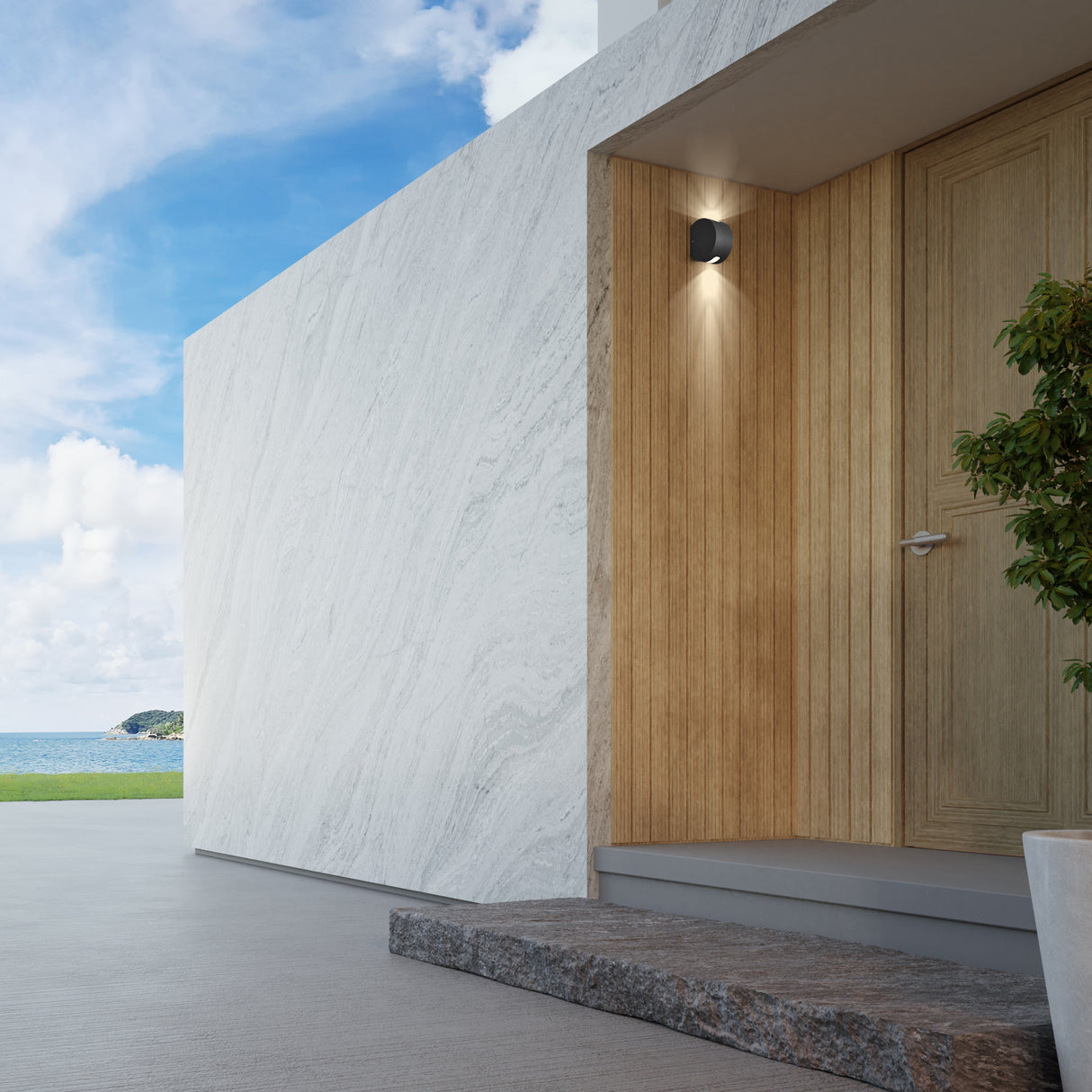 מנורת קיר גינה חוץ אפ-דאון לד אסף| שחור