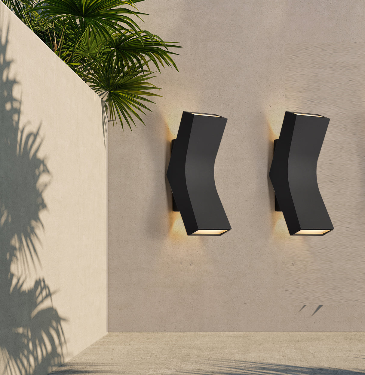 מנורת קיר גינה חוץ אפ-דאון לד זהר| שחור