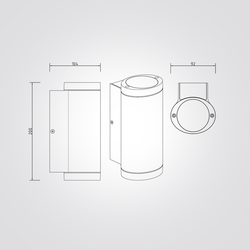 מנורת קיר גינה חוץ אפ-דאון סינא GU10 שחור| לבן