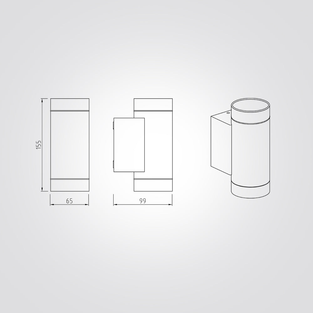 מנורת קיר גינה חוץ אפ-דאון לד תאמי שחור| לבן