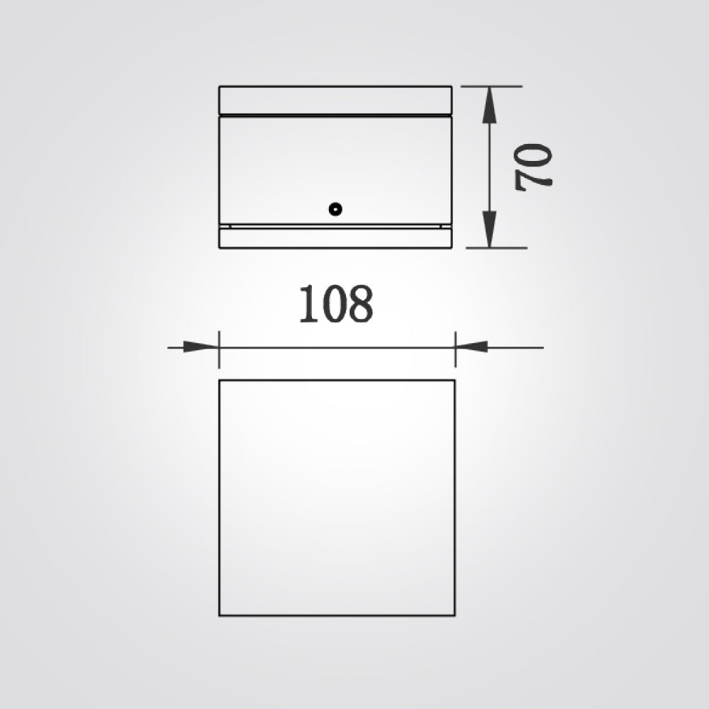 צמוד תקרה צילינדר חוץ מוגן מים רבאט מרובע12W|גרפיט