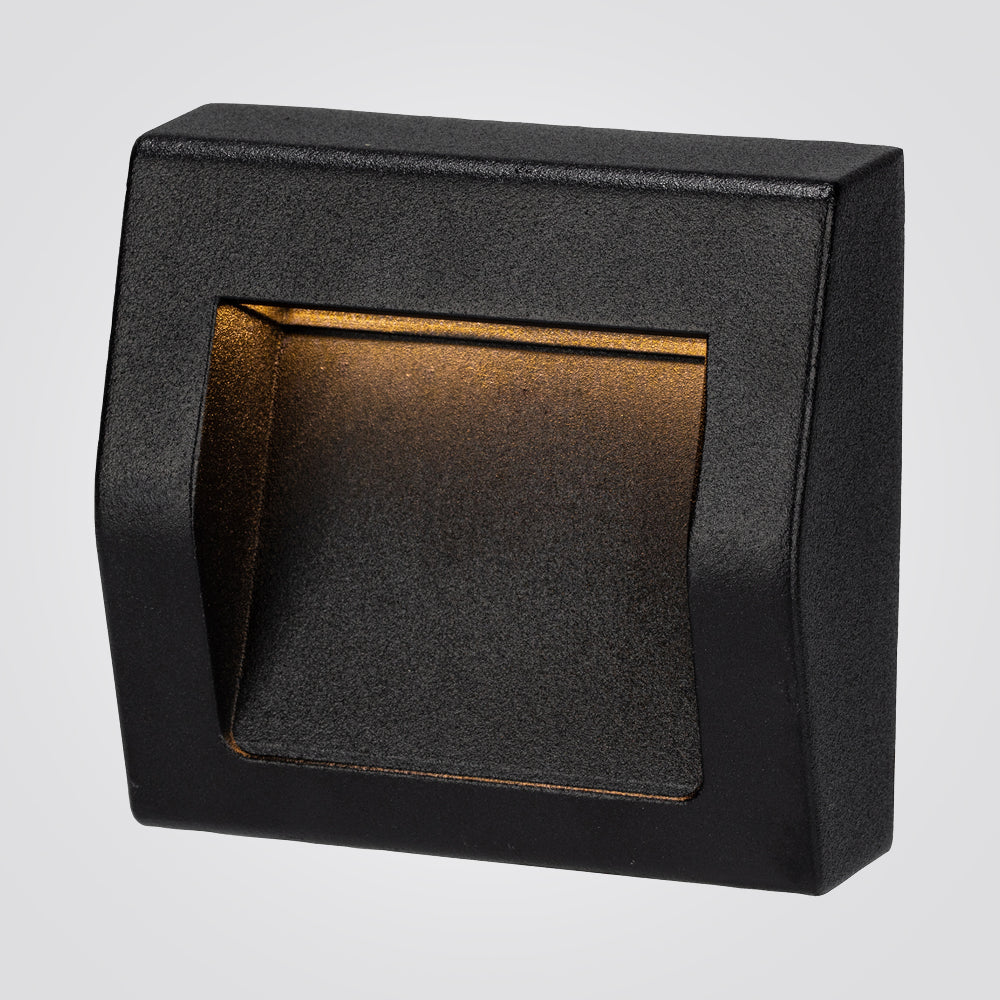 מנורת קיר חוץ שקוע חומה האן 3W שחור| אפור