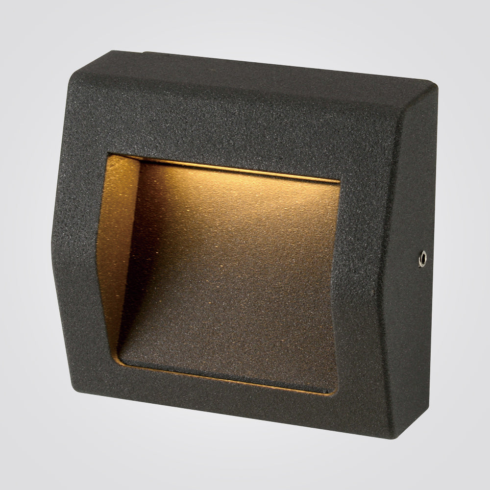 מנורת קיר חוץ שקוע חומה האן 3W שחור| אפור