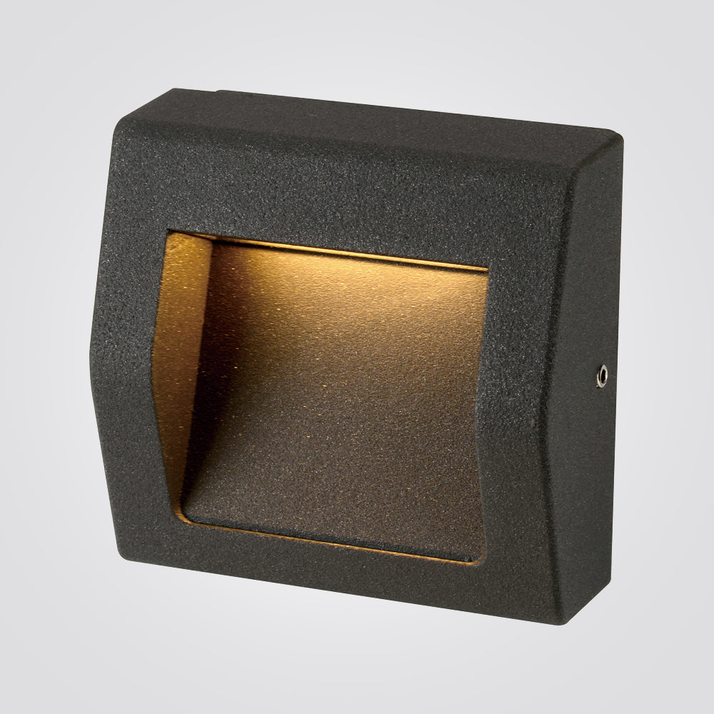 מנורת קיר חוץ שקוע חומה האן 3W שחור| אפור