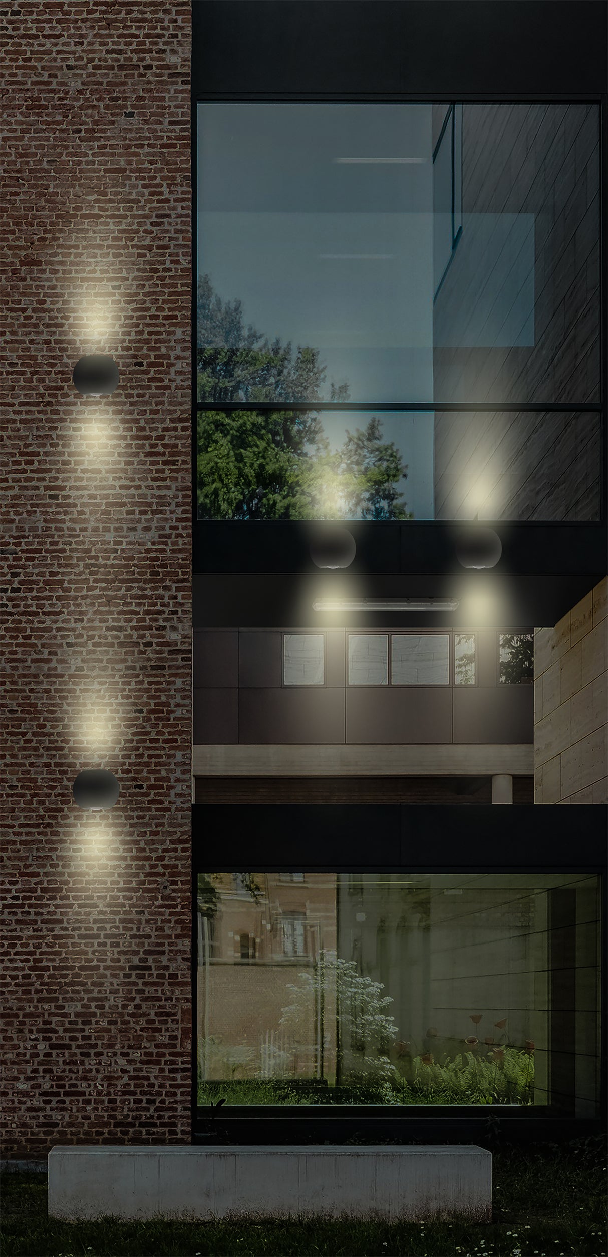 מנורת קיר גינה חוץ אפ-דאון לד אורפז שחור| לבן