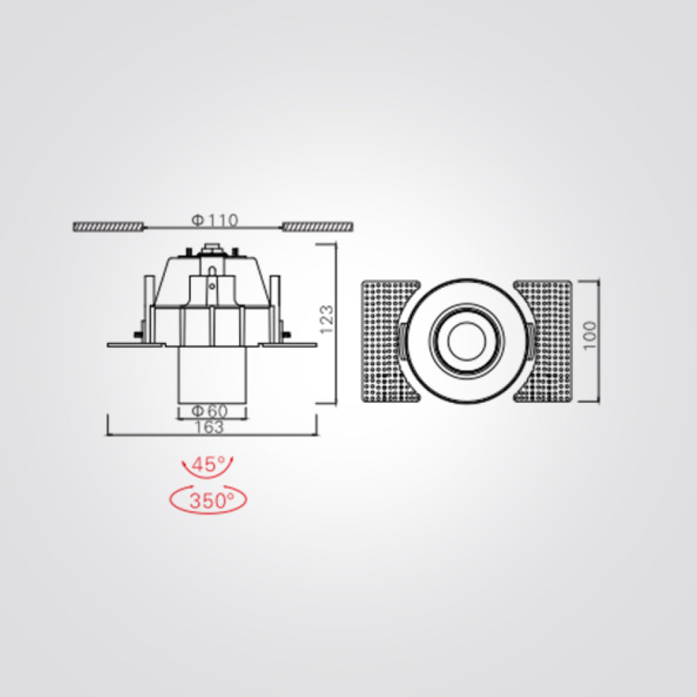 שקוע תקרה טרימלס סמי 9.3W| 3000K| לבן