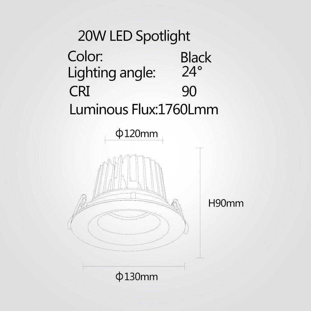 שקוע תקרה שחור סעד לד 8W|12W|20W|30W| 3000K| שחור