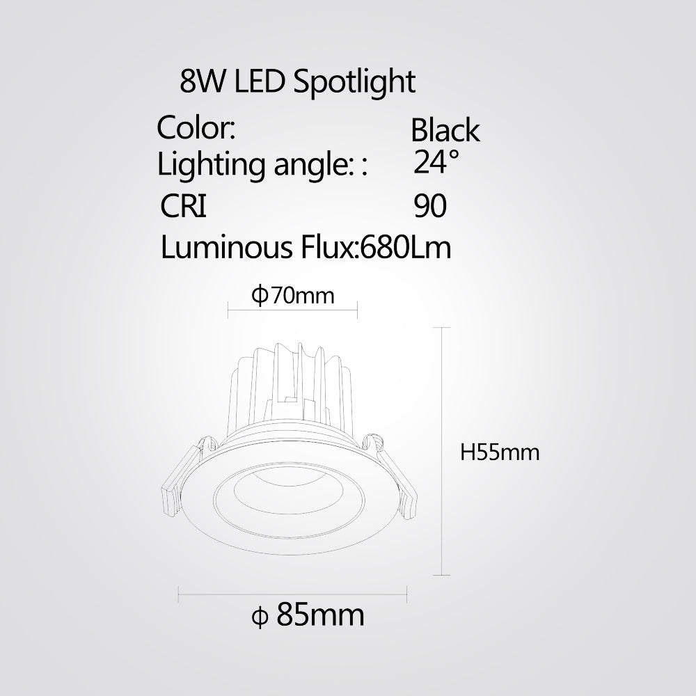 שקוע תקרה שחור סעד לד 8W|12W|20W|30W| 3000K| שחור