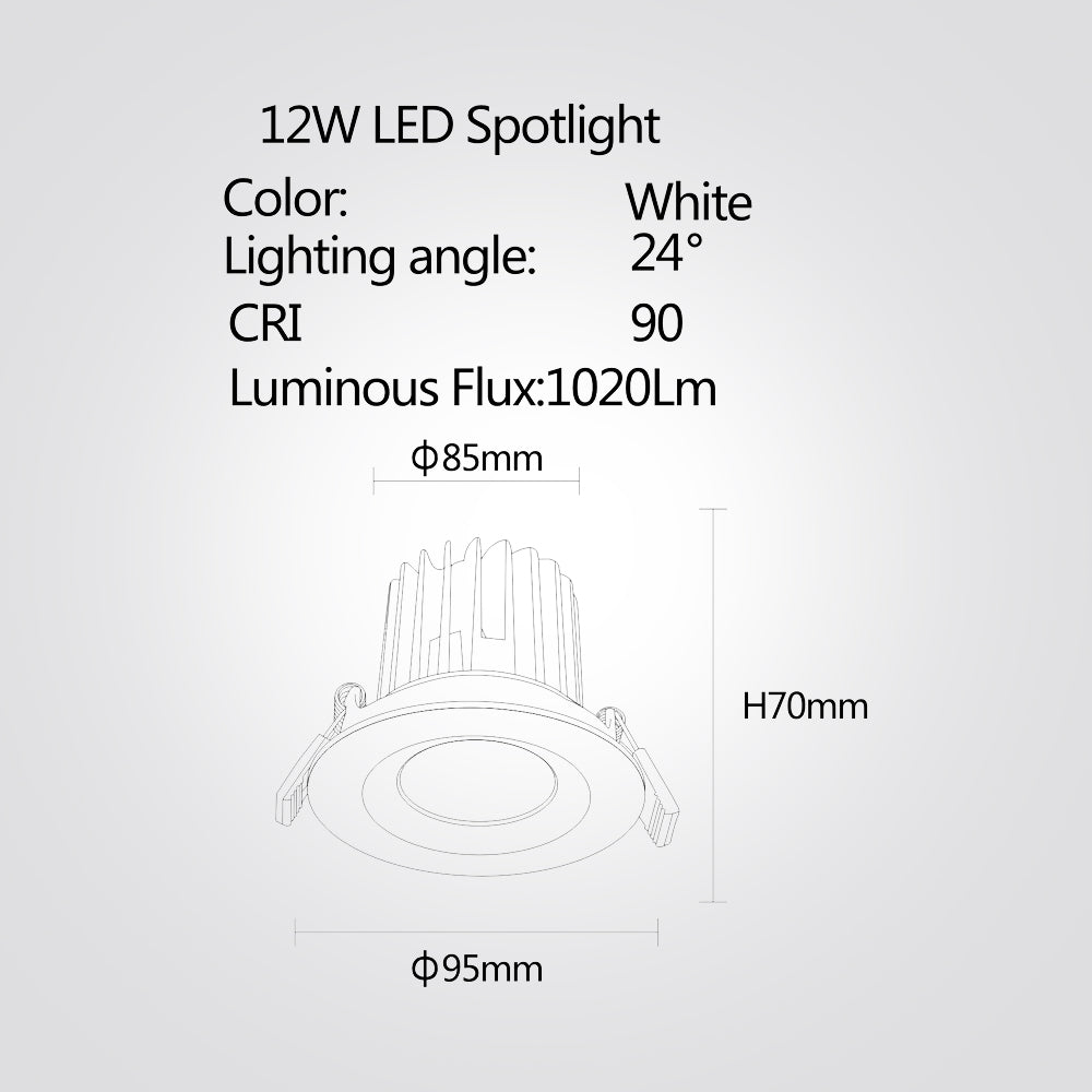 שקוע תקרה שחור סעד לד 8W|12W|20W|30W| 4000K| לבן