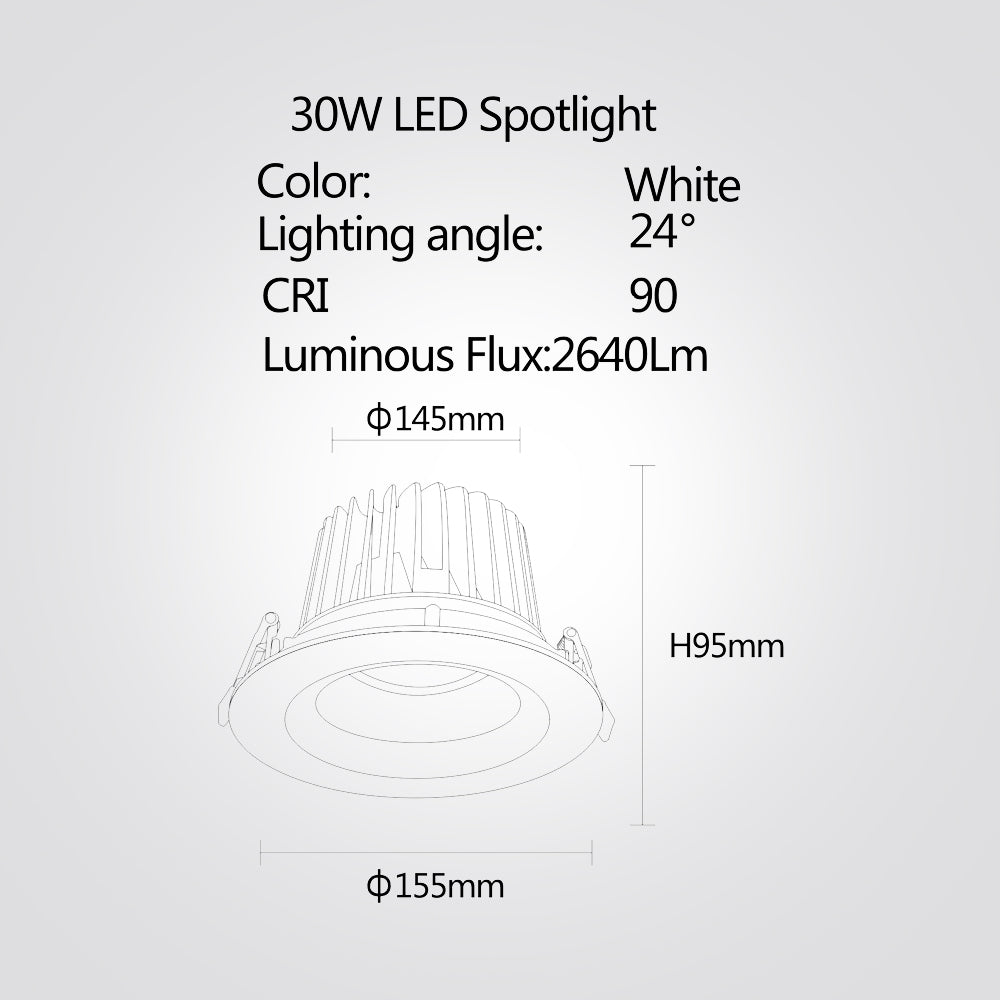 שקוע תקרה שחור סעד לד 8W|12W|20W|30W| 4000K| לבן