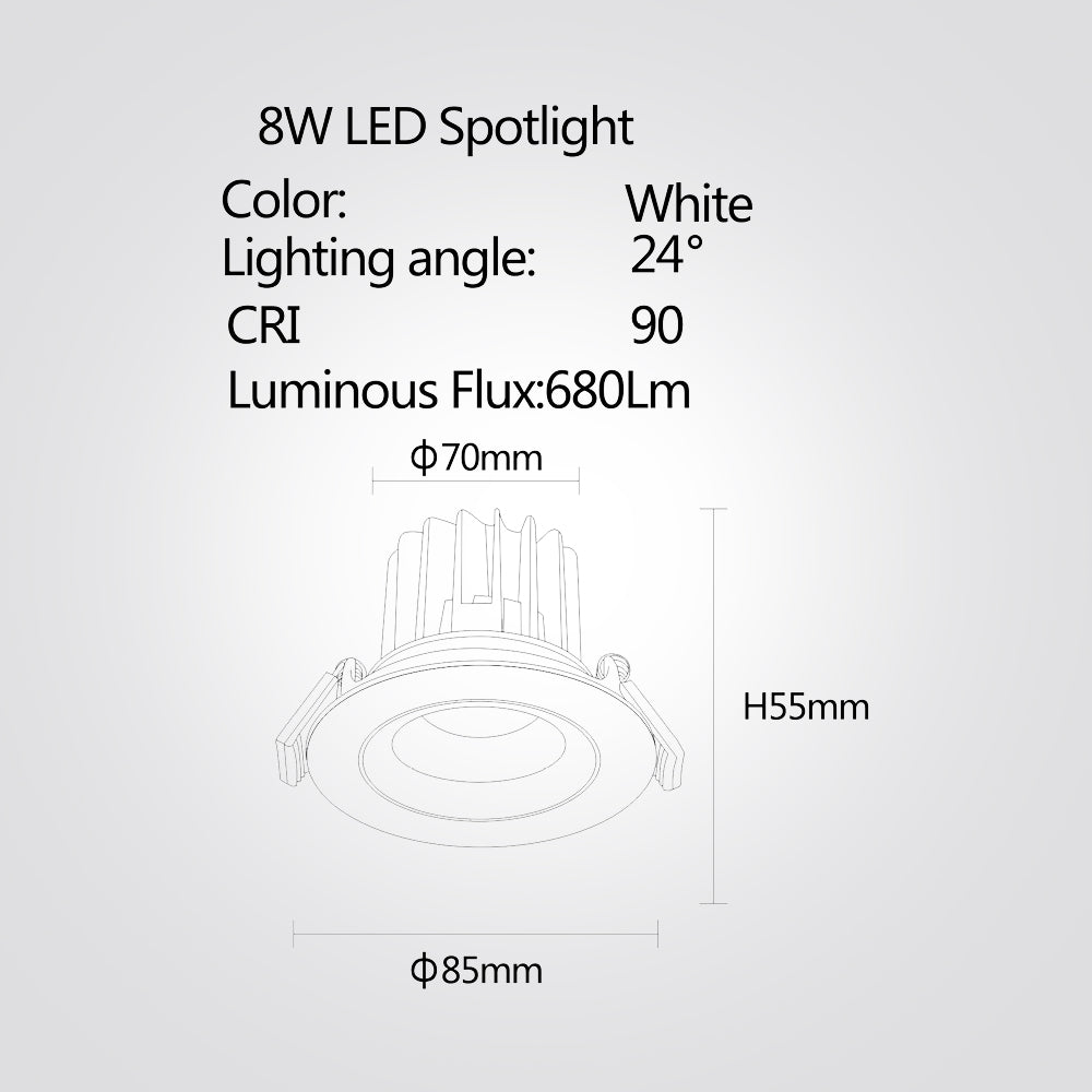 שקוע תקרה שחור סעד לד 8W|12W|20W|30W| 4000K| לבן