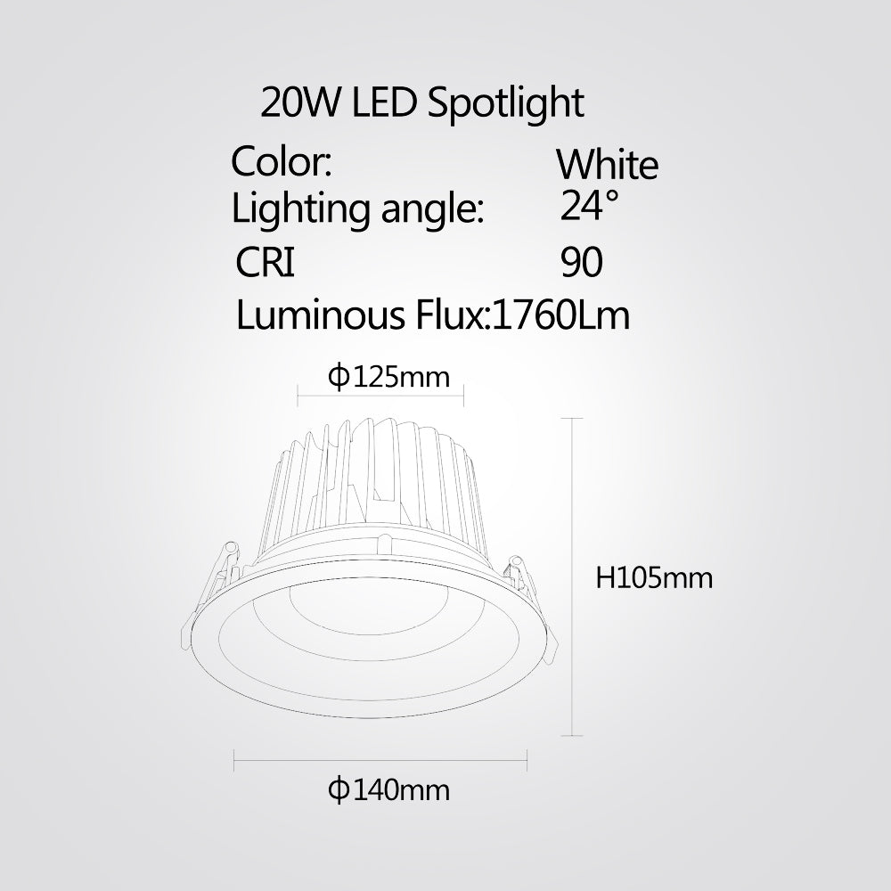 שקוע תקרה לבן קרן לד 8W|12W|20W|30W| 4000K| לבן