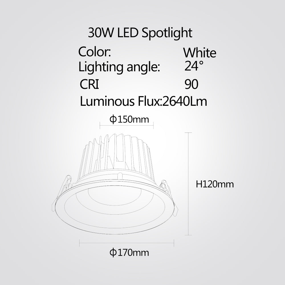 שקוע תקרה לבן קרן לד 8W|12W|20W|30W| 4000K| לבן