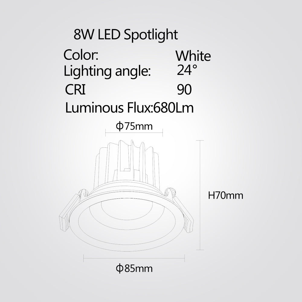 שקוע תקרה לבן קרן לד 8W|12W|20W|30W| 4000K| לבן