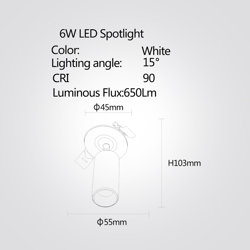 ספוט לימה שקוע תקרה לד 6W| 3000K| שחור+ לבן