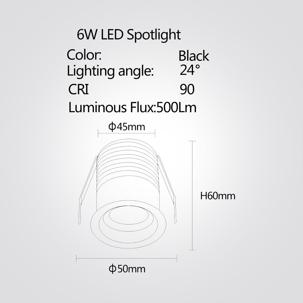 שקוע תקרה ליבריה לד 6W| 4000K| שחור