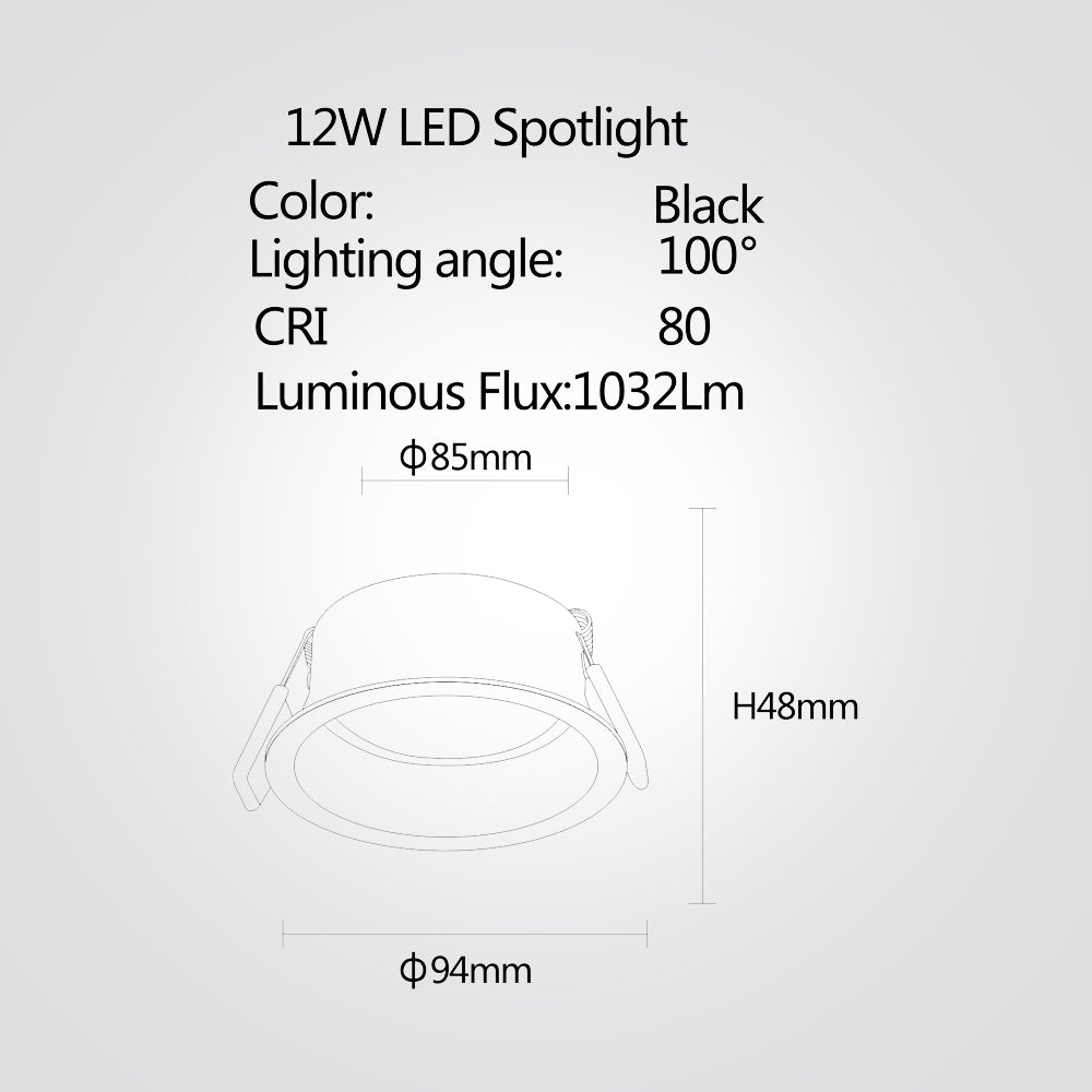 שקוע תקרה מרוקו לד 6W| 8W| 12W| 15W| 4000K| שחור