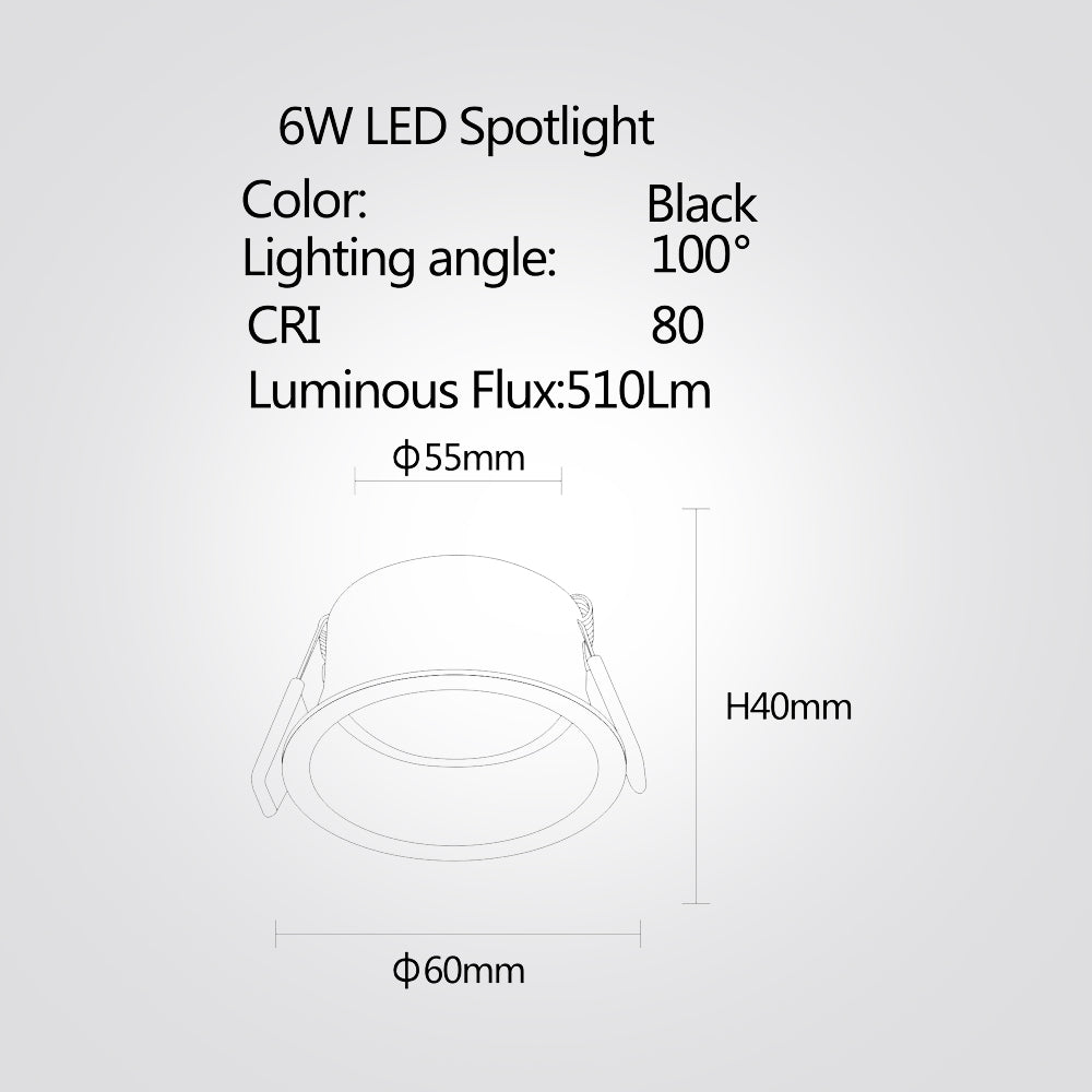 שקוע תקרה מרוקו לד 6W| 8W| 12W| 15W| 4000K| שחור