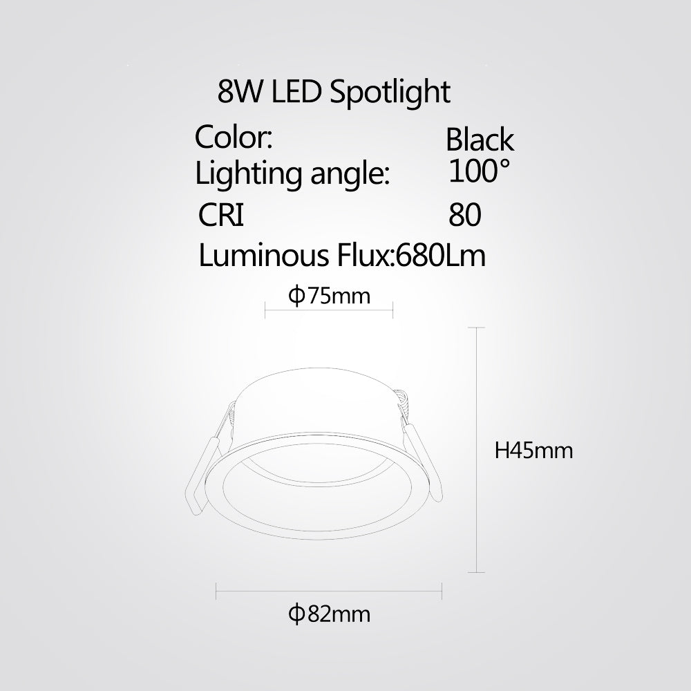 שקוע תקרה מרוקו לד 6W| 8W| 12W| 15W| 4000K| שחור