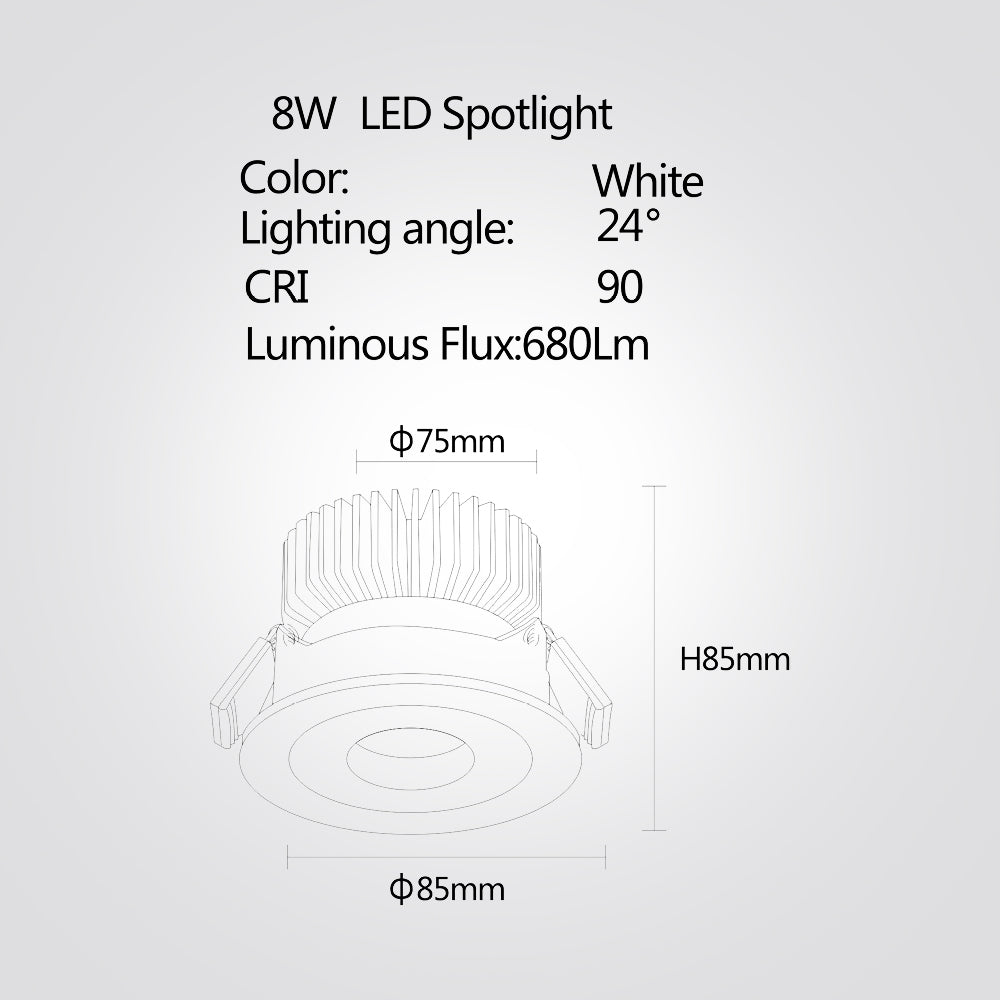 שקוע תקרה מיקה 8W|עגול|מרובע| 4000K|לבן