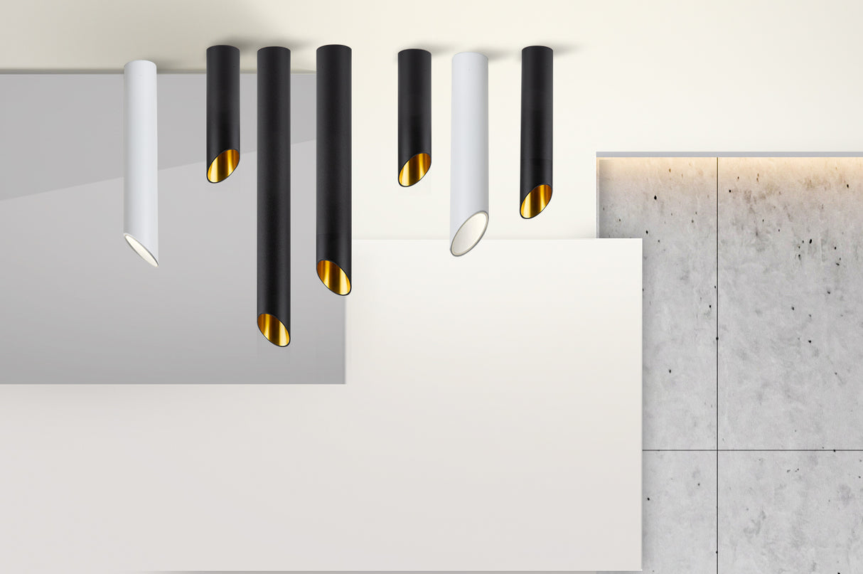 צלינדר תקרה רז GU10| 20|30|50|80 ס"מ| שחור+זהב