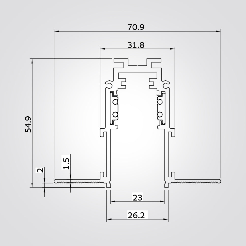 פס צבירה שקוע מגנט טרימלס 2 מטר סומו | 48V| דגם D