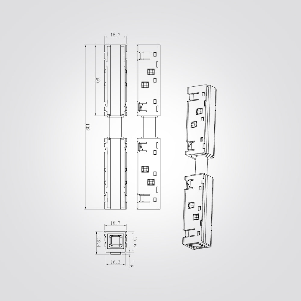 מחבר ביניים גמיש לפס צבירה מגנט 48V סומו I שחור| לבן