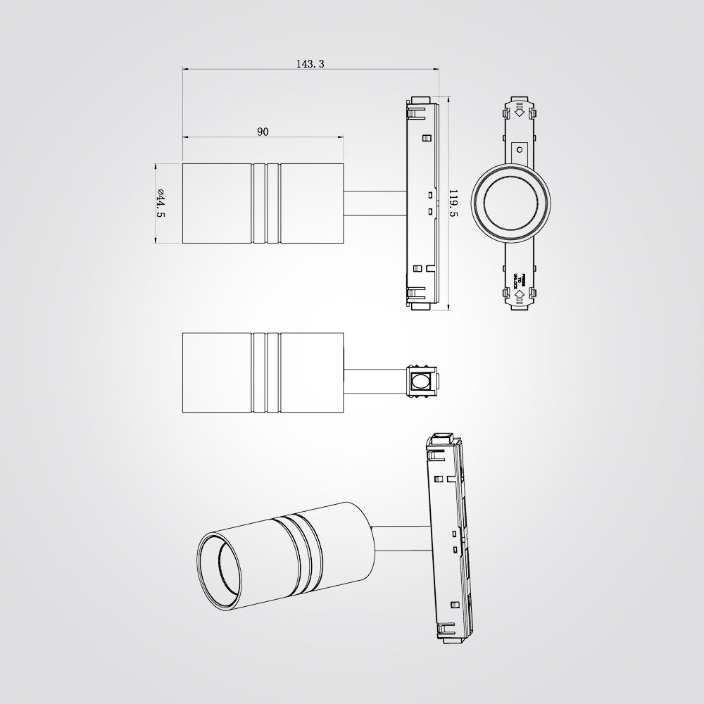 ספוט ורד לפס צבירה מגנט 7W זהב| לבן 48V