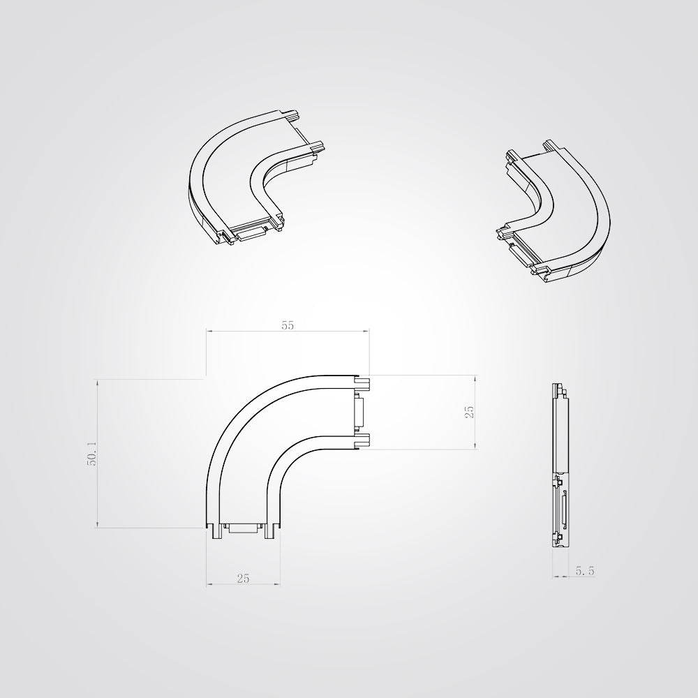 מחבר קשת למסלול תאורה מגנטי 48V| שחור| לבן