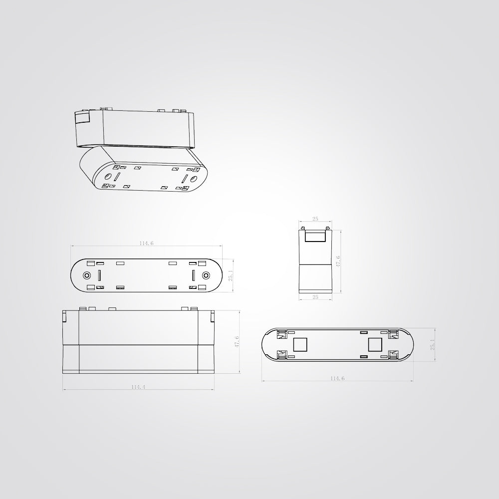 מתאם ספר למסלול תאורה מגנטי 48V| שחור| לבן דגם| דגם S