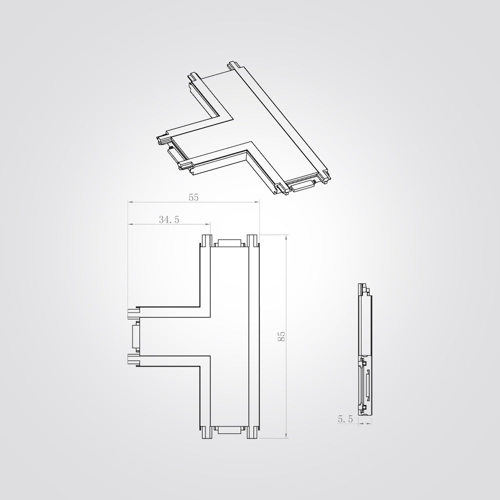 מחבר T למסלול תאורה מגנטי 48V| שחור| לבן